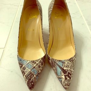 Christian Louboutin monochrome Paris map pumps
